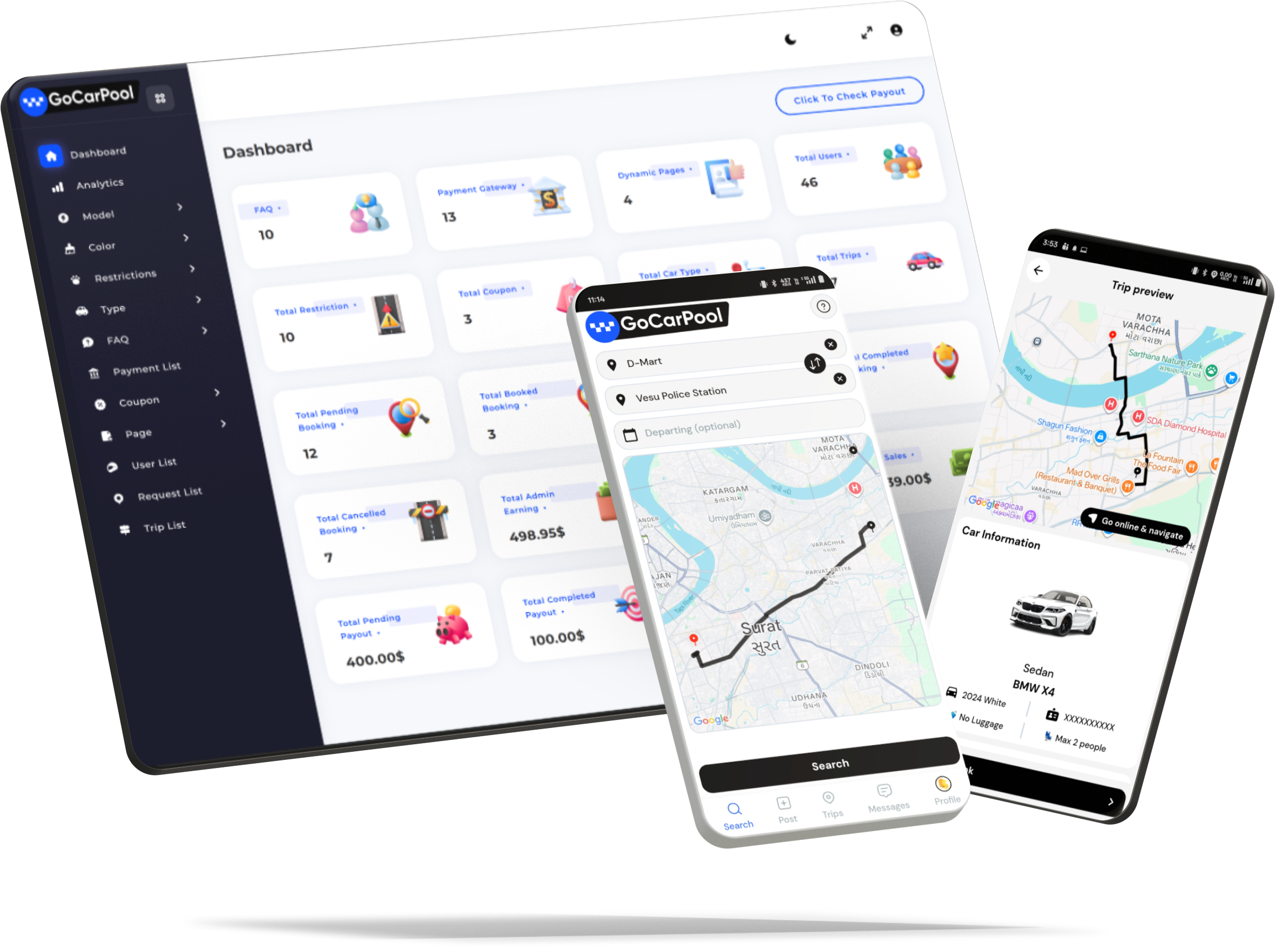 Carpooling app preview