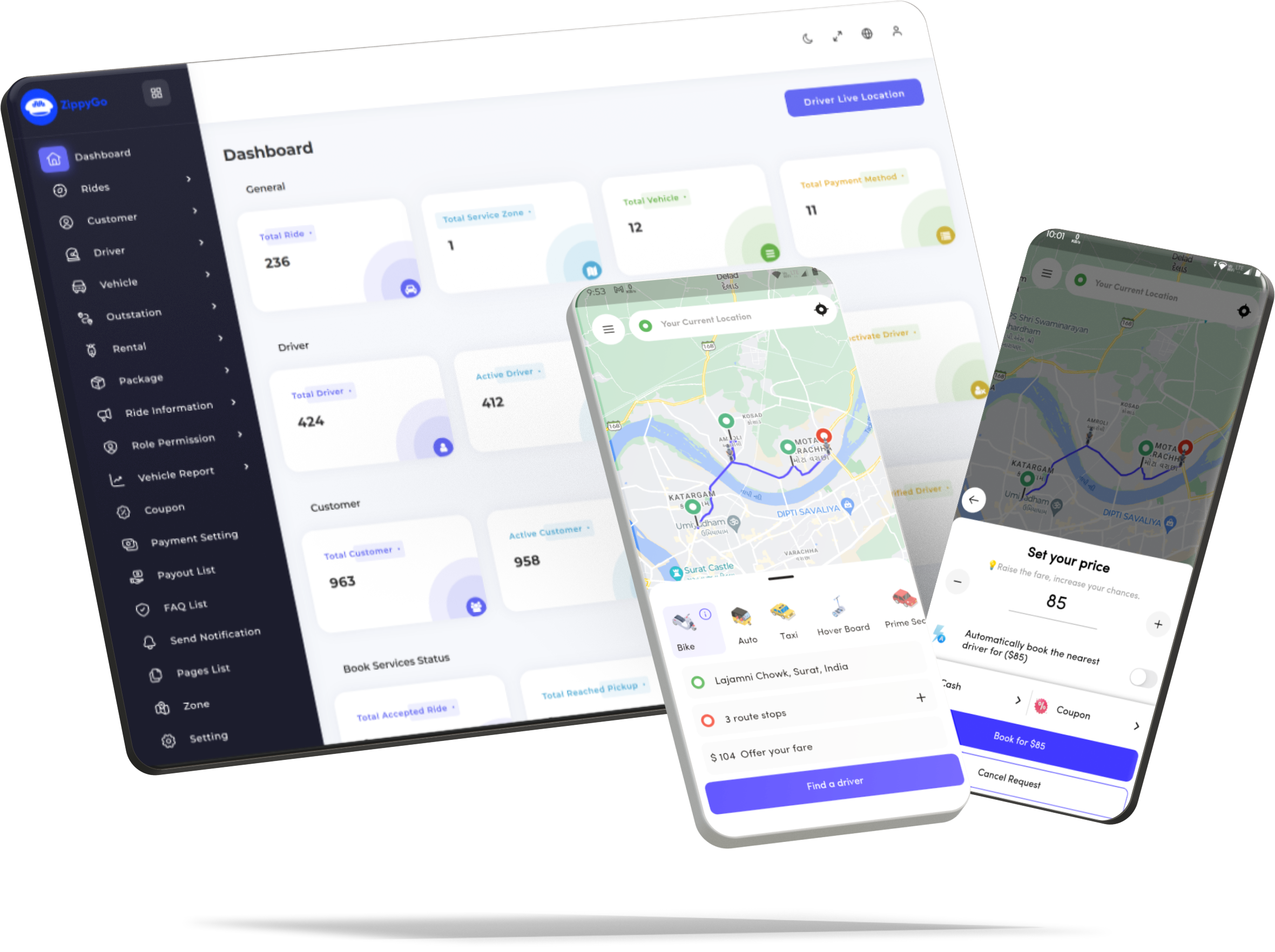 Uber clone taxi booking app hero image