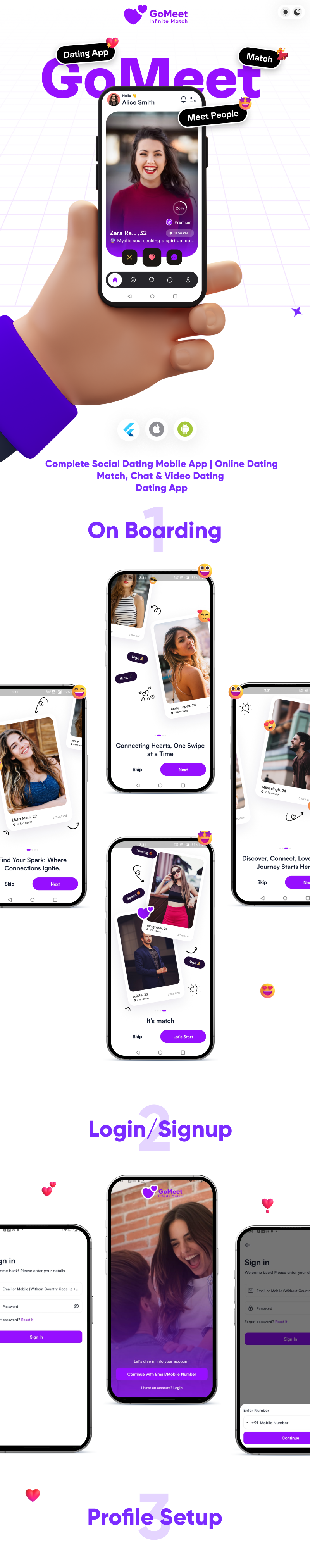 GoMeet - Complete Social Dating Mobile App | Online Dating | Match, Chat & Video Dating | Dating App - 2